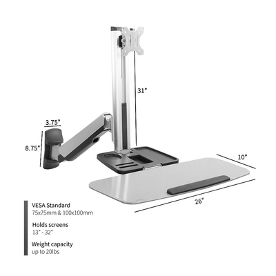 70-200-1 MODULAR SOLUTIONS MONITOR MOUNT WITH KEYBOARD TRAY HEIGHT ADJUSTABLE, ARTICULATING